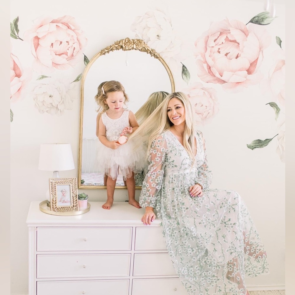 Stunning Pink And White Floral Embroidered Maxi Dress from Red Dress